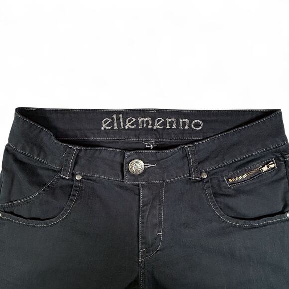 y2k Ellemenno Black Capri Jeans Cuffed 33 Inch Waist Vintage Mervyns - Picture 3 of 3